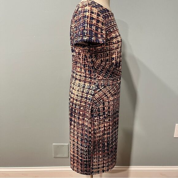 Ellen Tracy Tweed Print Short Sleeve Ponte Knit Sheath Dress Size 8 - Picture 5 of 9